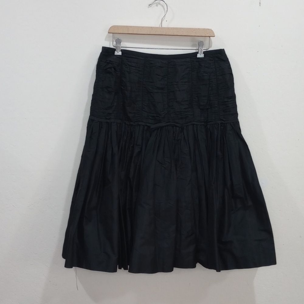 Vintage Y2K Rickie Freeman Teri Jon Black Silk Bubble Hem Skirt, Size 16